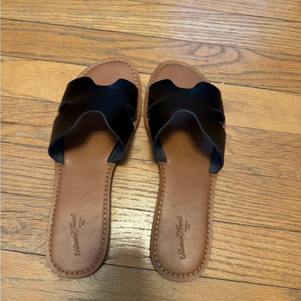Universal Thread Black Leather Sandals